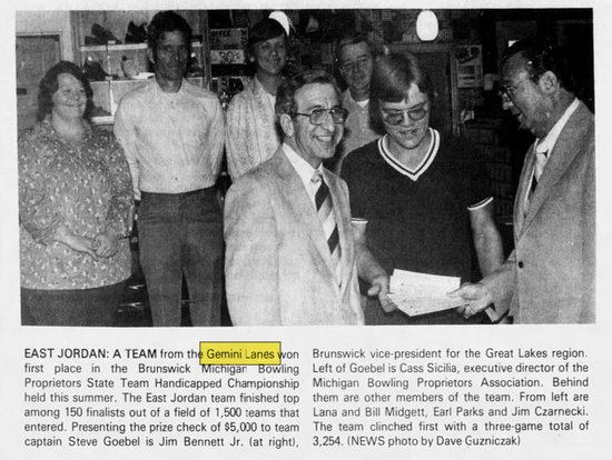 Gemini Lanes (Teen Zone, East Jordan Recreation, The Zone Sports Lounge) - Oct 19 1979 Article